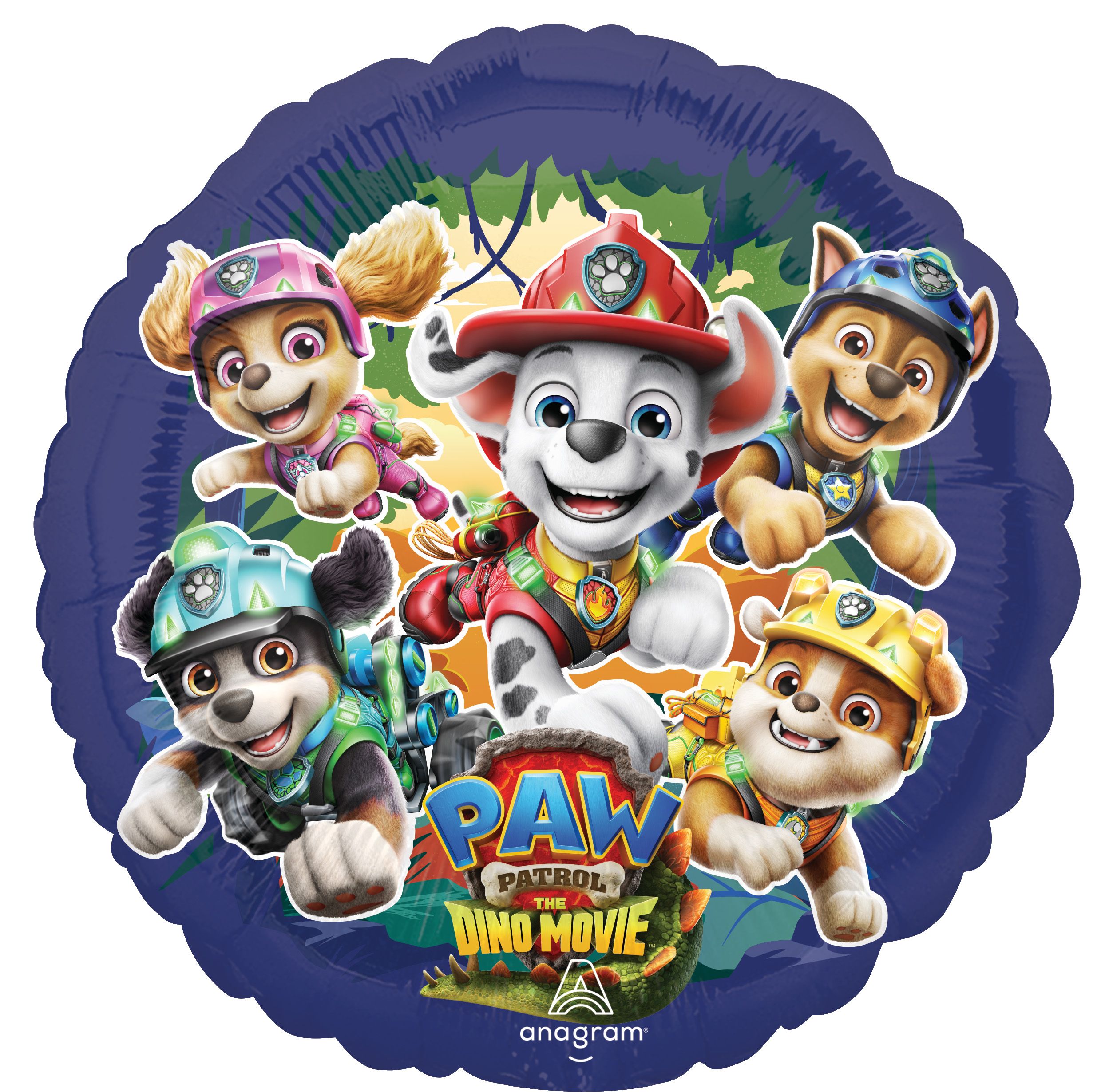 18" Paw Patrol, The Dino Movie Standard Foil Balloon Front_Flat