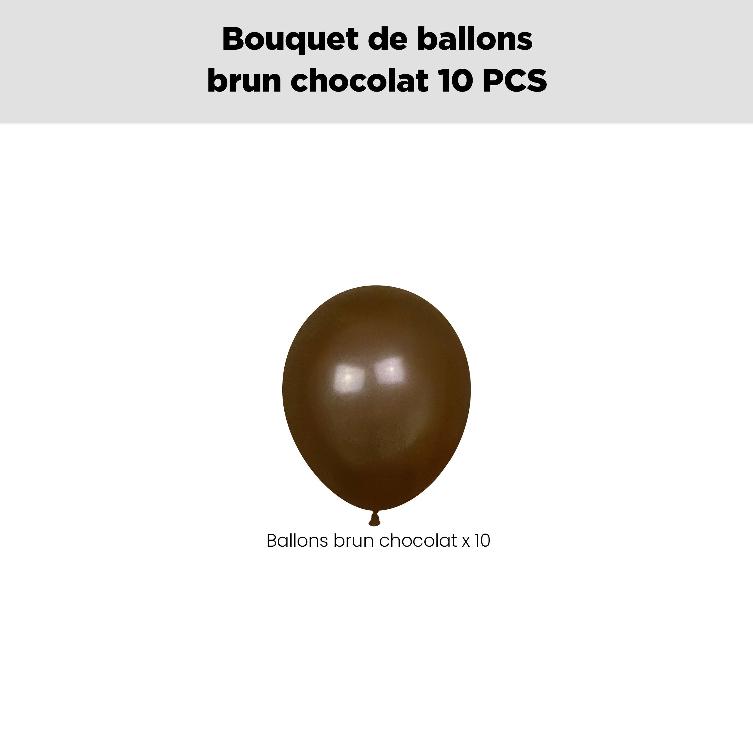 Bouquet de ballons en latex, brun chocolat, 10 pce, gonflage à l’hélium et ruban inclus, pour anniversaire/occasion spéciale Front_Flat