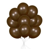 Latex Balloon Bouquet, Chocolate Brown, 10-pk, Helium Inflation & Ribbon Included for Birthday/Special Occasion Front_Flat