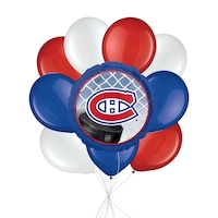 Montreal Canadiens Balloon Bouquet with Latex Balloons, White/Red/Royal Blue, 10-pk, Helium Inflation & Ribbon Included
