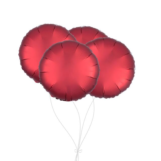Bouquet de ballons en aluminium de forme ronde, sangria, paq.&nbsp;4, gonflage à l'hélium et ruban inclus pour anniversaire/occasion spéciale Front_Flat