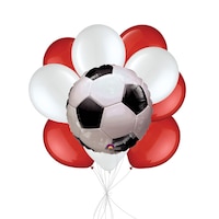 Team Canada Soccer Ball Balloon Bouquet with Latex Balloons, Red/White, 10-pk, Helium Inflation & Ribbon Included for 2026 Winter Olympics Front_Flat