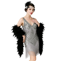 Boa en plumes, choix de couleurs, 72 po, accessoire de costume à porter pour l'Halloween Front_Angled_Right