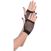 Gants sans doigts courts en filet pour adulte, noir, taille unique, accessoire de costume à porter pour l'Halloween Composite_or_Mixed