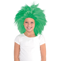 Perruque de rockeuse folle, longueur des épaules, choix de couleurs, taille unique, accessoire de costume à porter pour l'Halloween Front_Flat