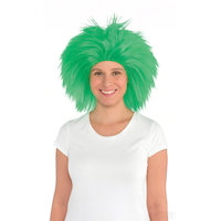 Perruque de rockeuse folle, longueur des épaules, choix de couleurs, taille unique, accessoire de costume à porter pour l'Halloween Front_Flat