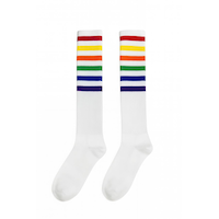 Chaussettes à hauteur des genoux pour adultes, blanc/arc-en-ciel, taille unique, accessoire à porter pour la fête de la Fierté