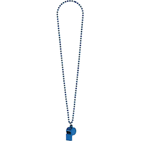 Beaded Necklace Jewelry with Whistle, Assorted Colours, 36-in, Wearable Costume Accessory for Halloween/Sports Front_Flat