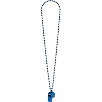 Beaded Necklace Jewelry with Whistle, Assorted Colours, 36-in, Wearable Costume Accessory for Halloween/Sports Front_Flat
