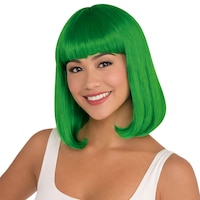 Bob Straight Hair Wig, Green, One Size, Wearable Costume Accessory for Halloween Front_Angled_Left