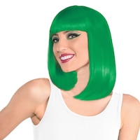 Bob Straight Hair Wig, Green, One Size, Wearable Costume Accessory for Halloween