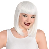 Bob Straight Hair Wig, White, One Size, Wearable Costume Accessory for Halloween Front_Angled_Right