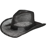Western Mesh Cowboy Hat, Assorted Colours, One Size, Wearable Costume Accessory for Halloween