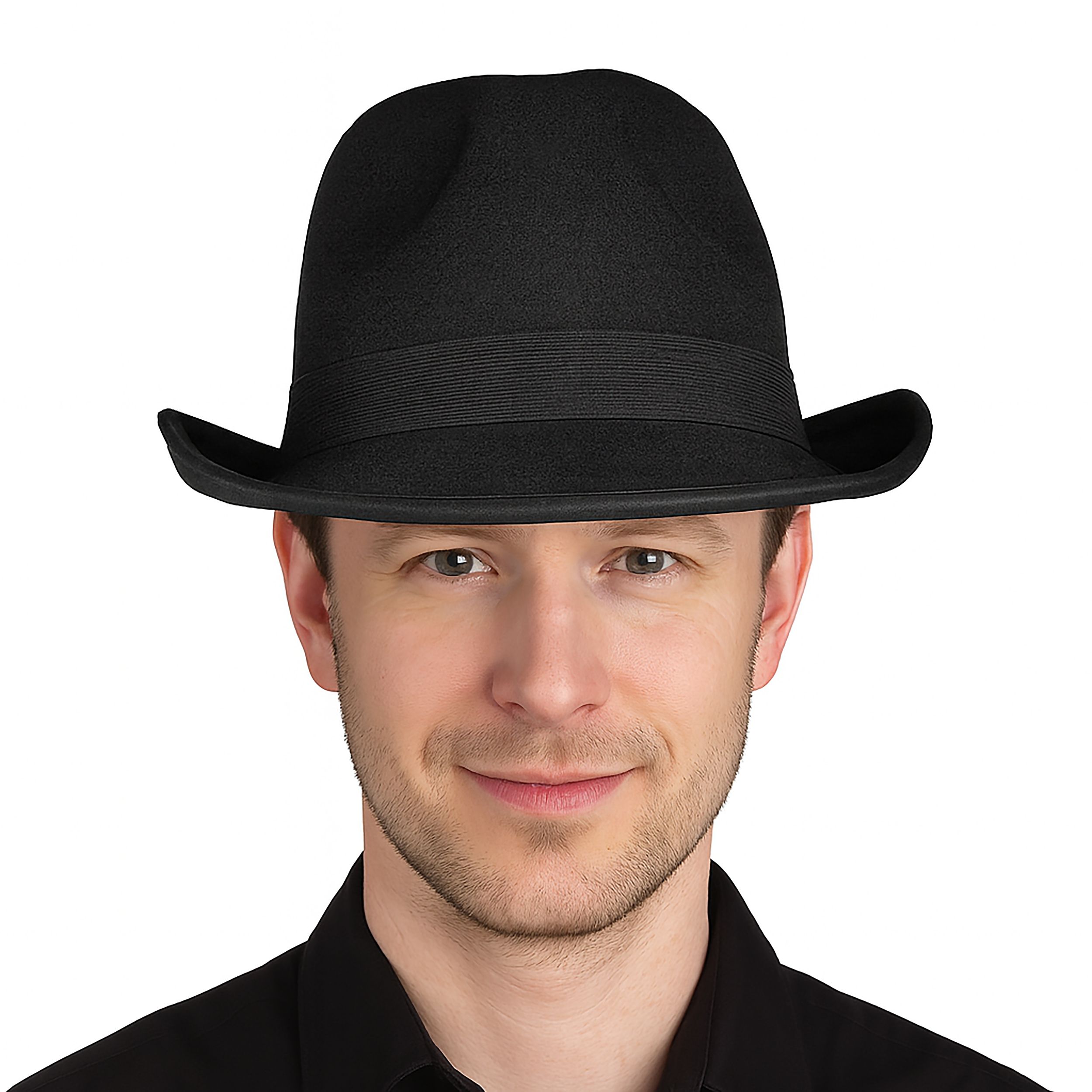 Roaring 20s Fabric Fedora Hat, Black, One Size, Wearable Costume Accessory for Halloween Front_Flat