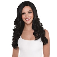 Perruque longue ondulée chic, choix de couleurs, taille unique, accessoire de costume à porter pour l'Halloween Front_Flat