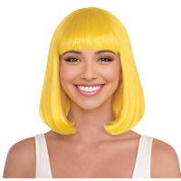 Bob Straight Hair Wig, Yellow, One Size, Wearable Costume Accessory for Halloween Front_Flat