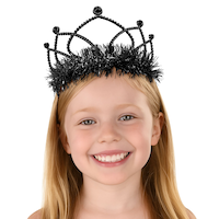 Tinsel Trim Crown Tiara, Assorted Colours, One Size, Wearable Costume Accessory for Halloween