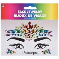 Self-Adhesive Face Jewel Stickers, Rainbow, One Size, Wearable Costume Accessory for Halloween Front_Flat