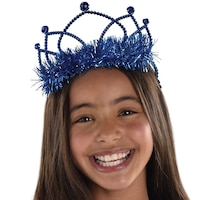 Tinsel Trim Crown Tiara, Assorted Colours, One Size, Wearable Costume Accessory for Halloween Front_Flat