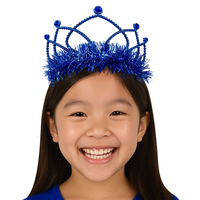 Tinsel Trim Crown Tiara, Assorted Colours, One Size, Wearable Costume Accessory for Halloween Front_Flat