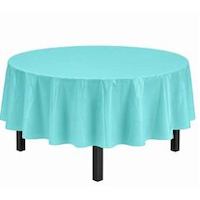 Round Plastic Reusable Table Cover, Assorted Colours, 84-in, for Christmas/Thanksgiving/New Year's Eve/Birthday Party Front_Elevated