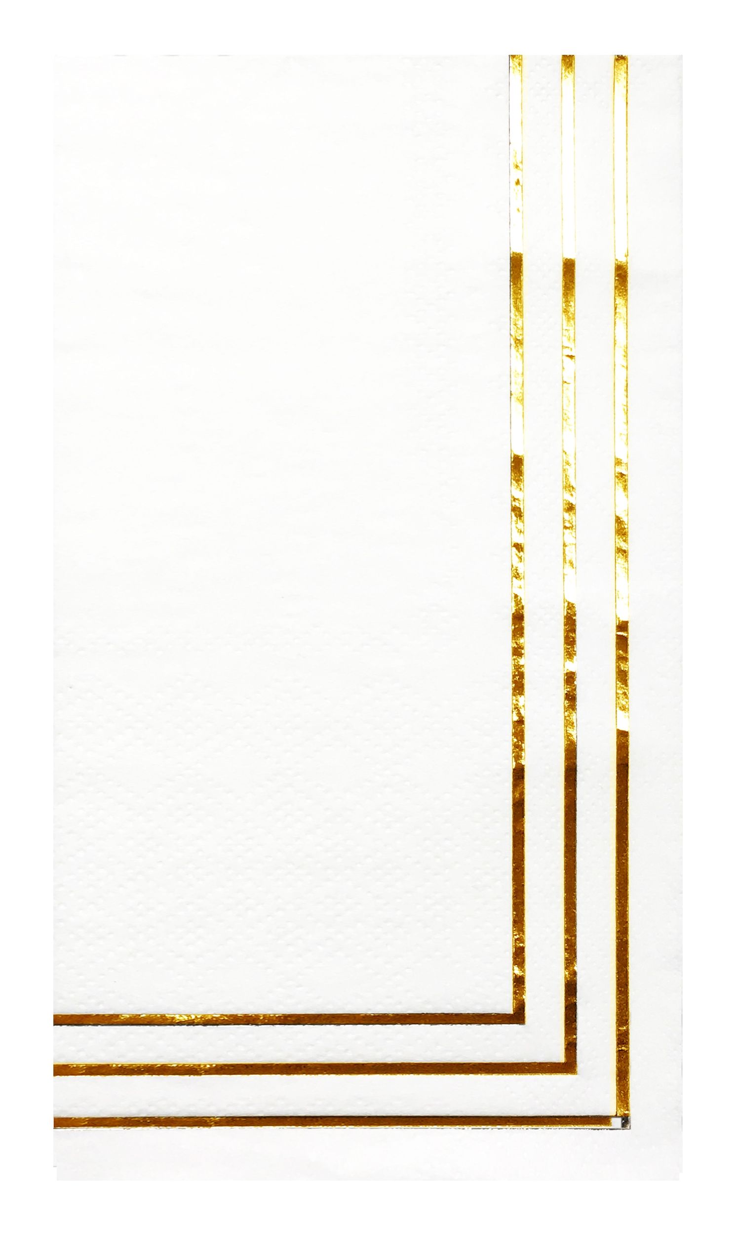Sophistiplate Rectangle Paper Disposable Guest Towel Napkins, White/Gold, Striped, 8-in, 20-pk, 3-ply, for Bridal Shower/Brunch/Mother's Day/Easter Overhead_Flat