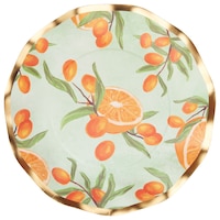 Sophistiplate Mimosa Round Bordered Trimmed Paper Disposable Lunch Plates, Orange/Gold, 8-in, 8-pk, for Bridal Shower/Brunch/Mother's Day/Easter Front_Flat