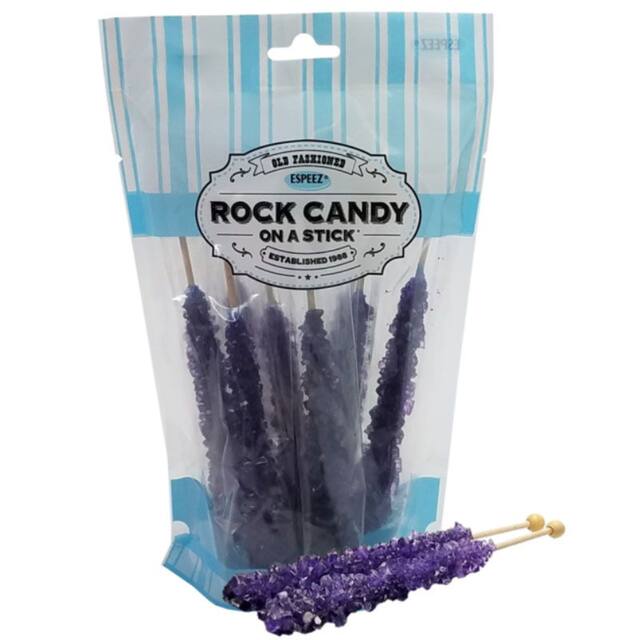 Rock Candy Crystal Stick, Sugar Flavoured, Purple, 8-pk, Hard Candy, for Birthday/Party Favour Candy Composite_or_Mixed
