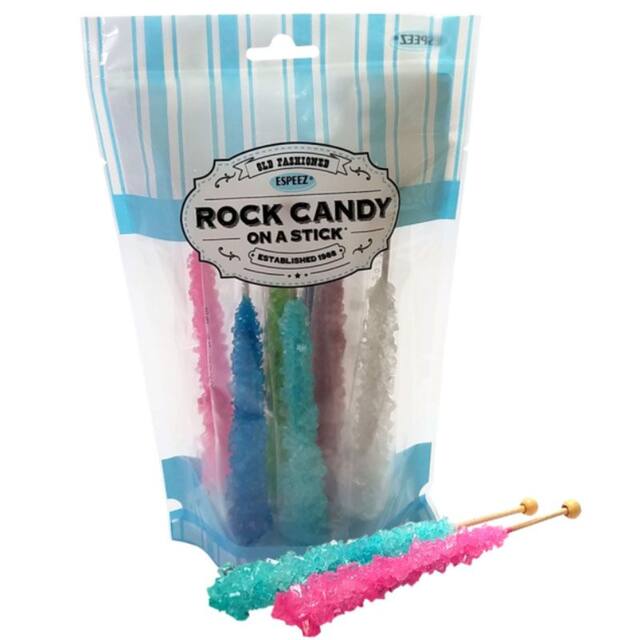 Rock Candy Crystal Stick, Assorted Flavours, Multi-Coloured, 8-pk, Hard Candy, for Birthday/Party Favour Candy Composite_or_Mixed