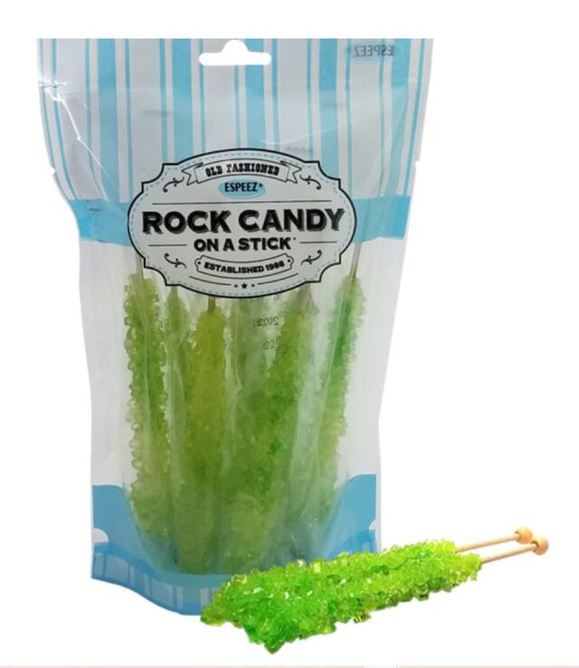 Rock Candy Crystal Stick, Watermelon, Green, 8-pk, Hard Candy, for Birthday/Party Favour, Candy Buffet Sticks Composite_or_Mixed