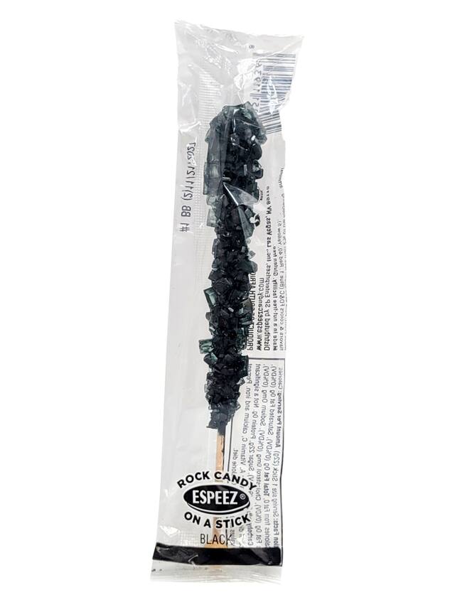 Rock Candy Crystal Stick, Black Cherry, Black, Hard Candy, for Birthday/Party Favour, Individually Wrapped Front_Flat