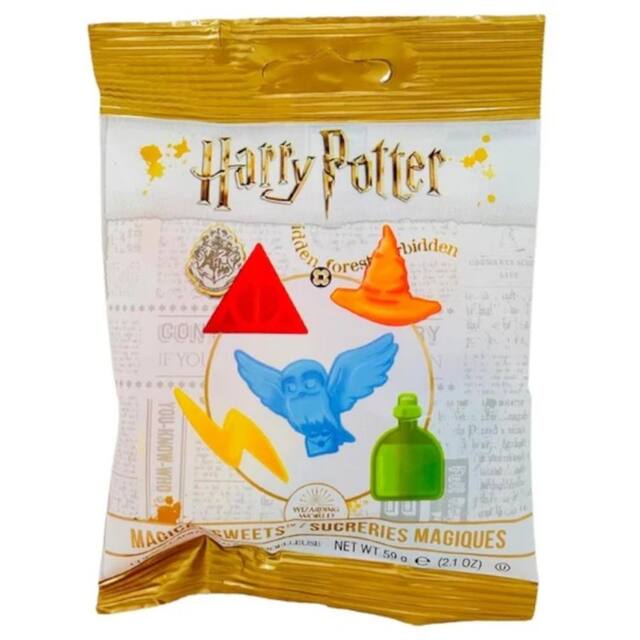 Harry Potter Magical Sweets, Blueberry/Sour Cherry/Banana/Tangerine/Watermelon, Multi-Coloured, 2.1-oz, Chewy Gummy Treats, for Birthday/Party Favour Front_Flat