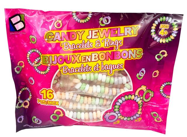 Bracelets et bagues en bonbons, paq. 16 Front_Flat