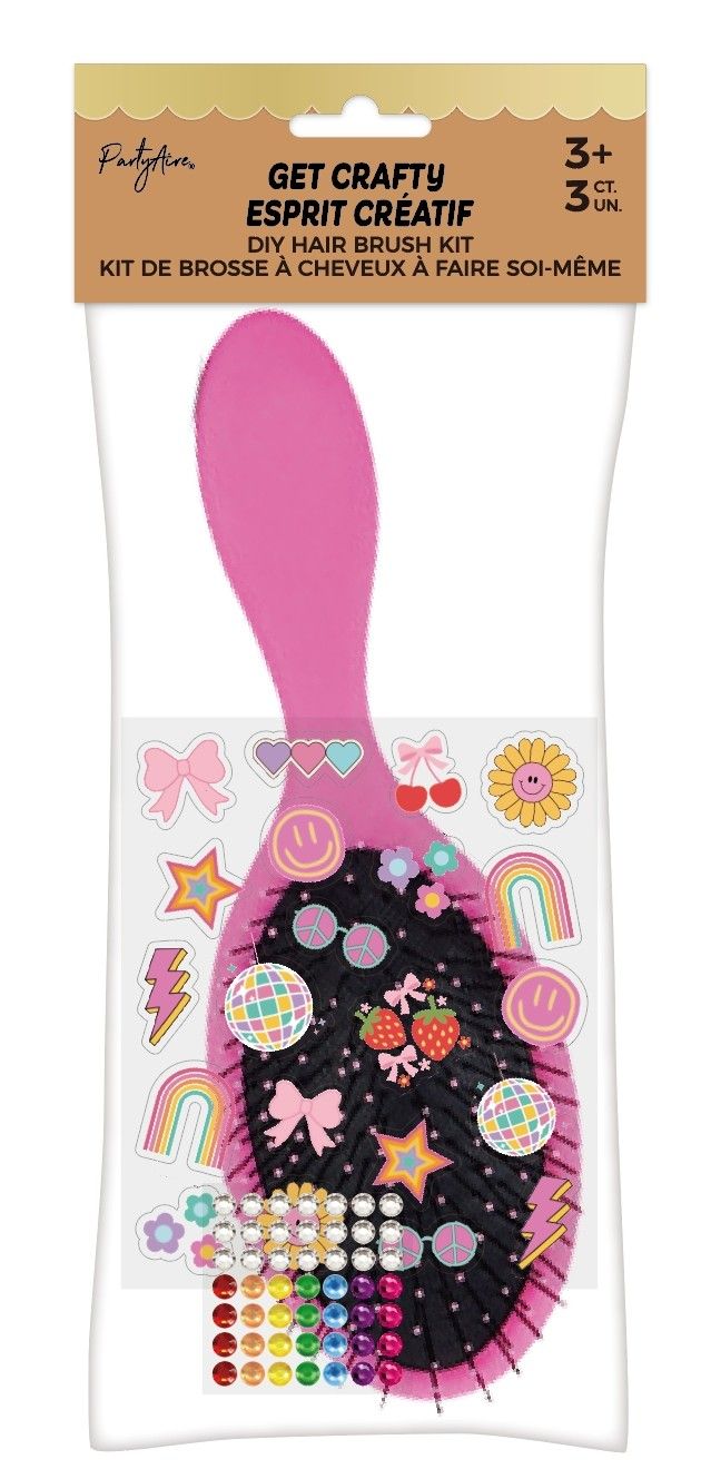 Brosse à cheveux à faire soi-même avec accessoires décoratifs, art et artisanat/cadeau-surprise Front_Flat