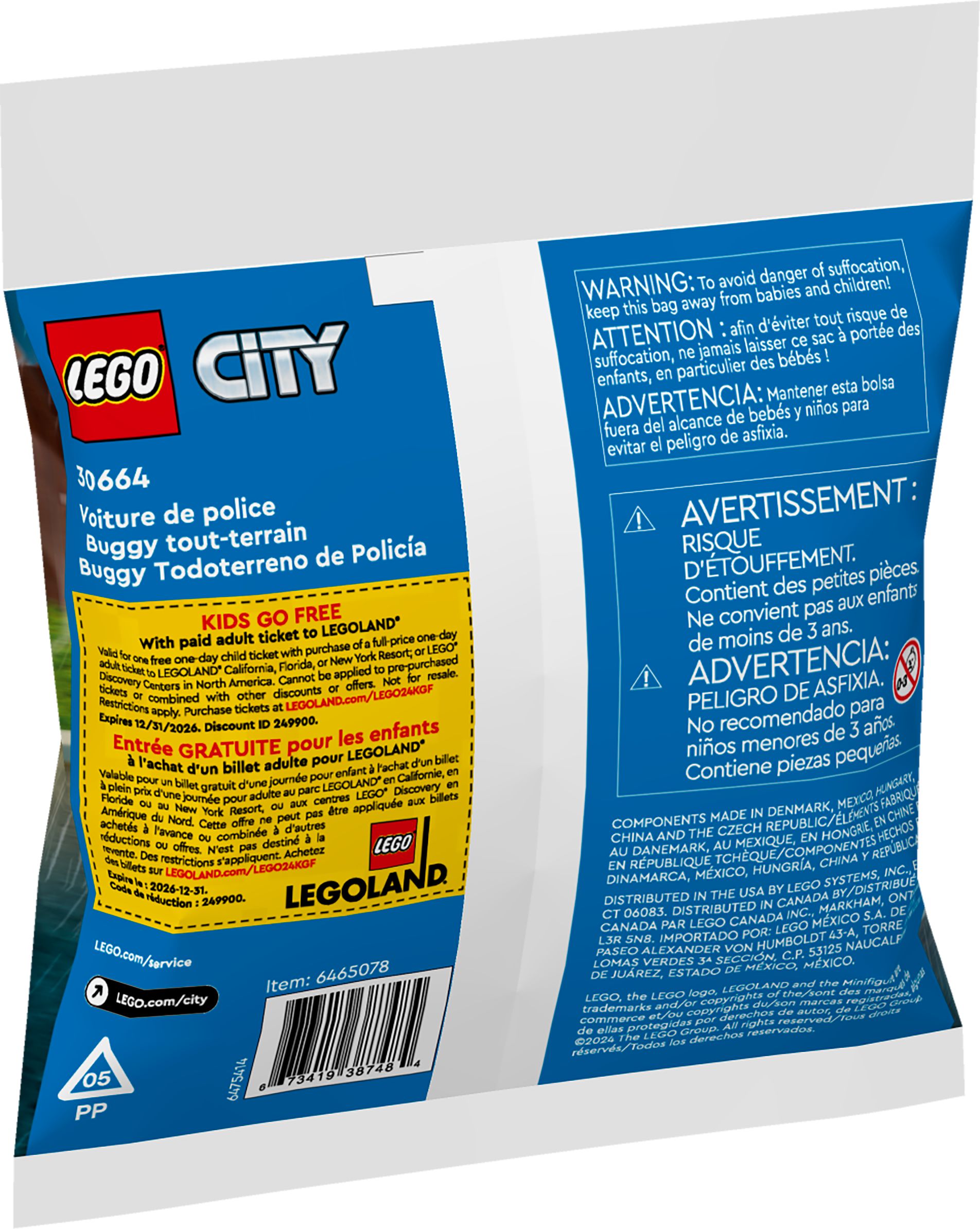 LEGO City Building Toy - 30664, Blue/Yellow, 35-pk, Ages 5+, for Birthday/Party Favour Back_Angled_Left
