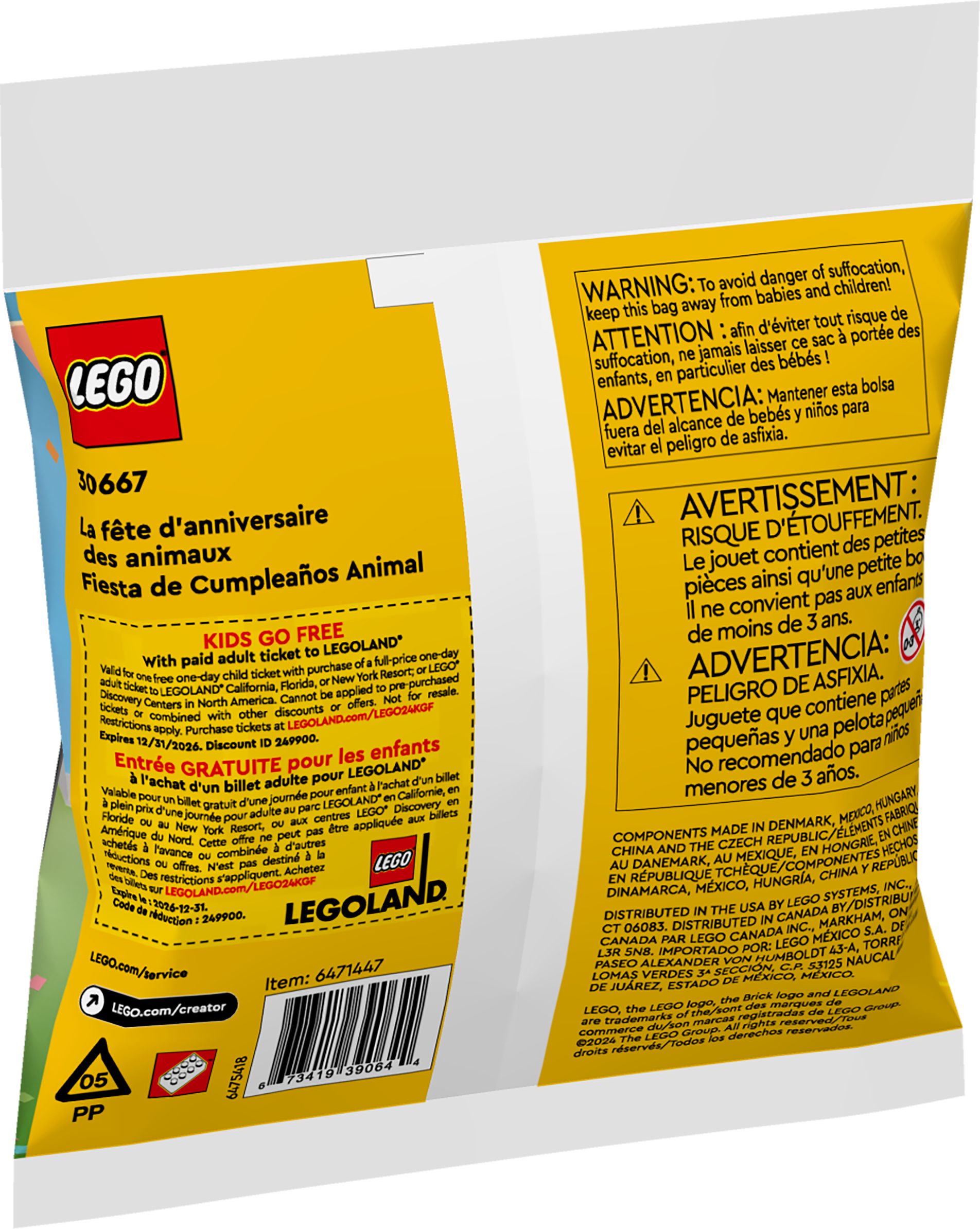LEGO Creator Animals Building Toy - 30667, Multi-Coloured, 72-pk, Ages 6+, for Birthday/Party Favour Back_Angled_Left
