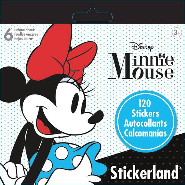 Disney Minnie Mouse Mini Stickerland Sticker Pack, Multi-Coloured, 6 Sheets, 120-pk, for Arts & Crafts/Birthday Favour Stickers Front_Flat