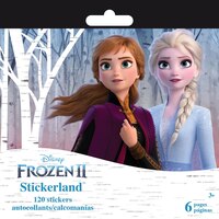 Disney Frozen Elsa & Anna Mini Stickerland Sticker Pack, Multi-Coloured, 6 Sheets, 120-pk, for Arts & Crafts/Birthday Favour, Frozen 2 Stickers Front_Flat