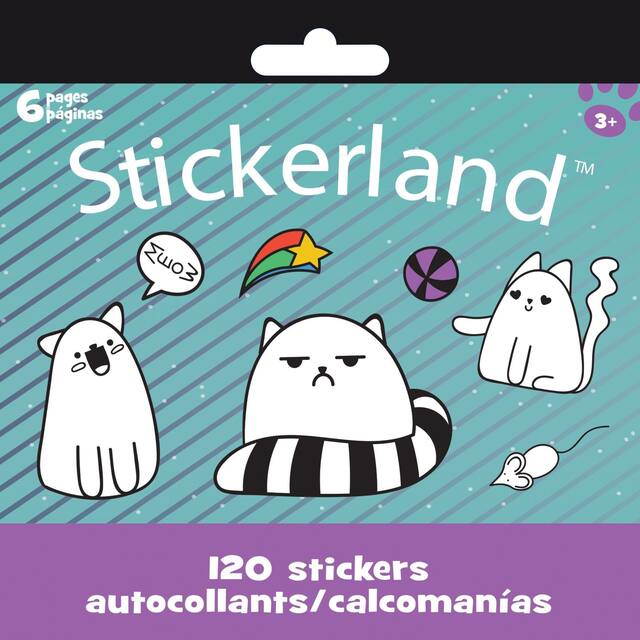 Cahier d'autocollants Cool Kitties Stickerland, mini, 6 pages, 120 pièces, enfants âgés de 3 ans et plus Front_Flat