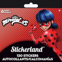 Cahier d'autocollants Zag Heroes Miraculous Stickerland, mini, 6 pages, 120 autocollants, enfants âgés de 3 ans et plus