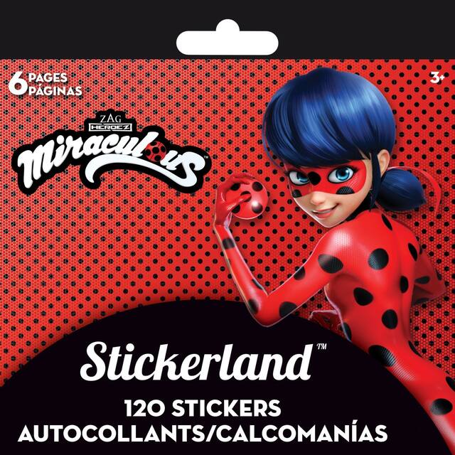 Cahier d'autocollants Zag Heroes Miraculous Stickerland, mini, 6 pages, 120 autocollants, enfants âgés de 3 ans et plus Front_Flat