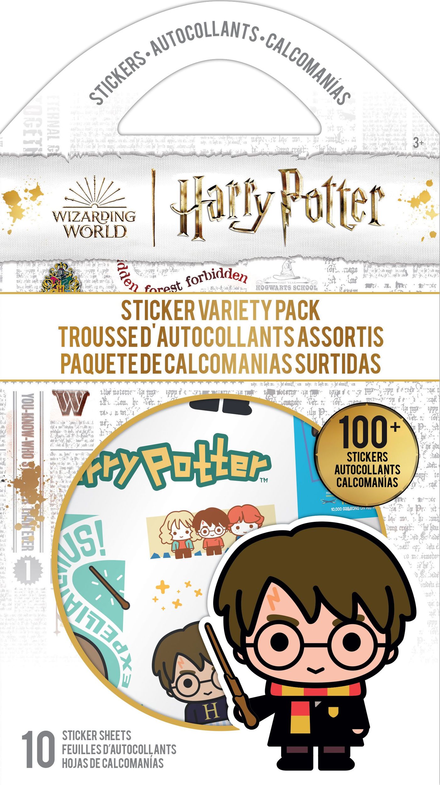 Paquet varié d'autocollants Harry Potter Charmed Storytelling, plus de 100 autocollants, 10 feuilles, enfants âgés de 3 ans et plus Front_Flat