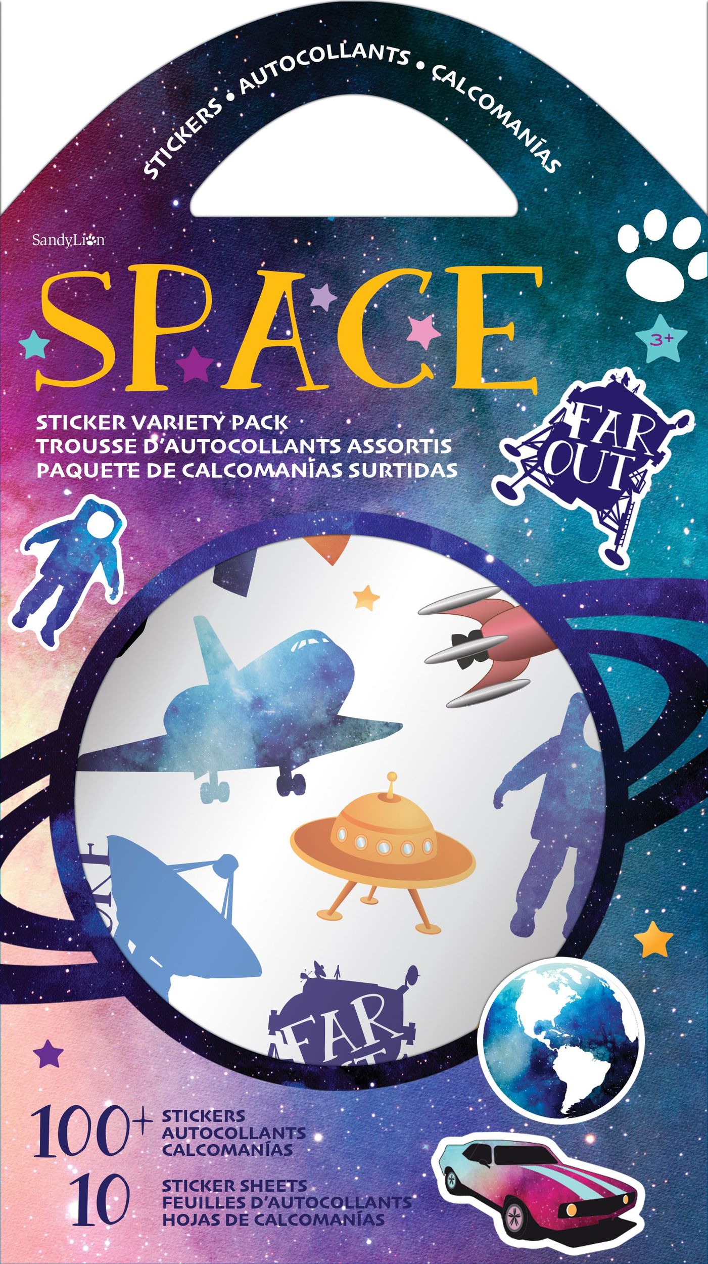 Blast Off Space-Themed Sticker Variety Pack, Multi-Coloured, 10 Sheets, 110-pk, for Arts & Crafts/Birthday Favour Front_Flat