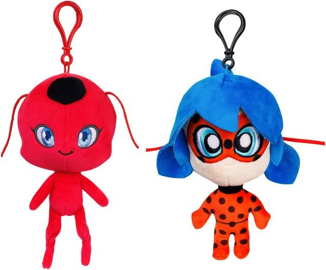 Disney Miraculous: Tales of Ladybug & Cat Noir Clip-On Plush Toy, Multi-Coloured, for Birthday/Party Favour Toy Front_Flat