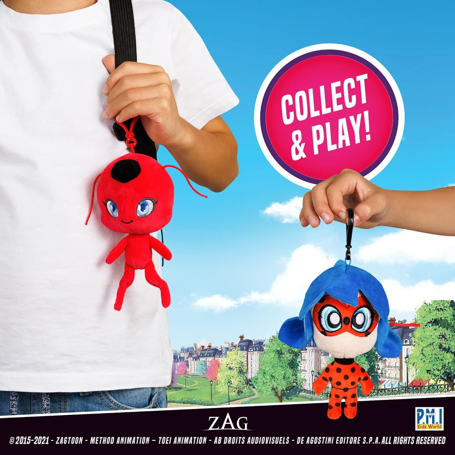 Disney Miraculous: Tales of Ladybug & Cat Noir Clip-On Plush Toy, Multi-Coloured, for Birthday/Party Favour Toy Front_Flat