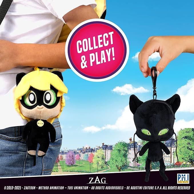 Disney Miraculous: Tales of Ladybug & Cat Noir Clip-On Plush Toy, Multi-Coloured, for Birthday/Party Favour Toy Front_Flat