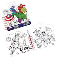 Disney Marvel Avengers Colouring & Activity Book with Stickers, Puzzles & Mazes, Black/White, 14 Pages, Ages 3+, for Arts & Crafts/Birthday Favour, Superhero Activity Book Overhead_Flat