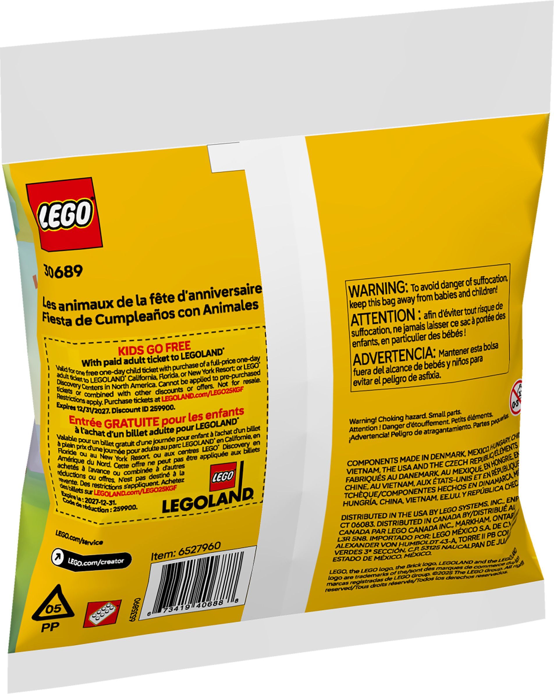 Animaux de la fête d'anniversaire LEGO Creator, 30689 Back_Angled_Left