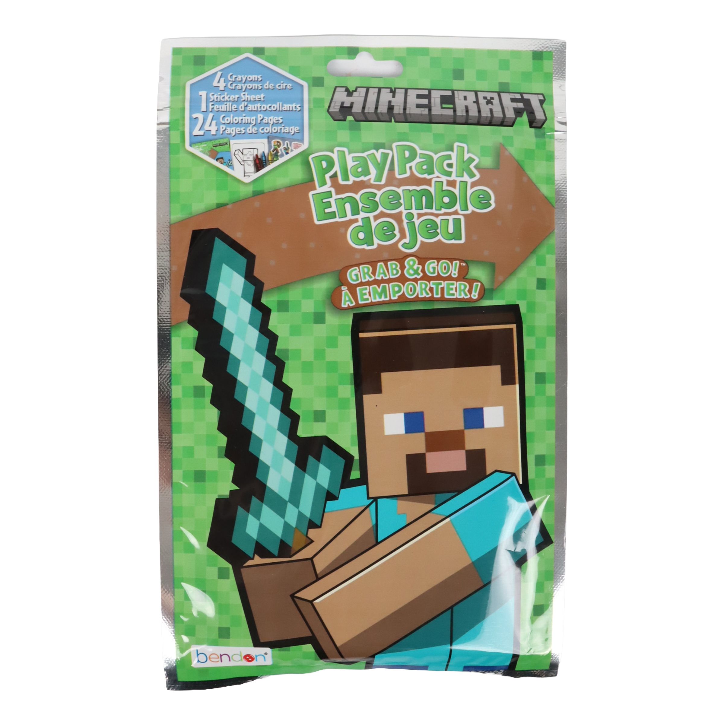 Minecraft Play Pack with Activity & Colouring Book, Crayons & Stickers, Multi-Colour, 24 Pages, for Arts & Crafts/Birthday Favour Front_Flat