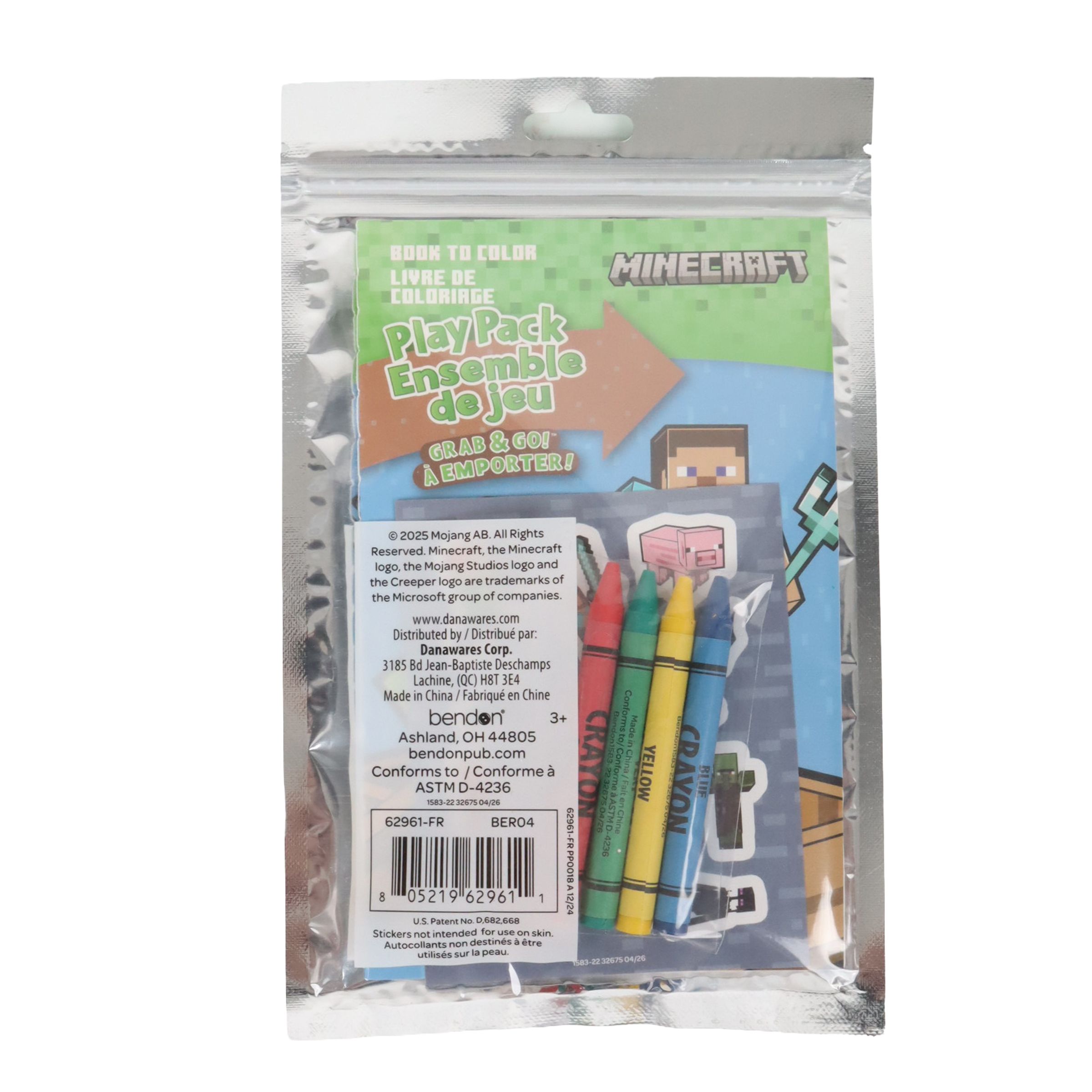 Minecraft Play Pack with Activity & Colouring Book, Crayons & Stickers, Multi-Colour, 24 Pages, for Arts & Crafts/Birthday Favour Back_Flat